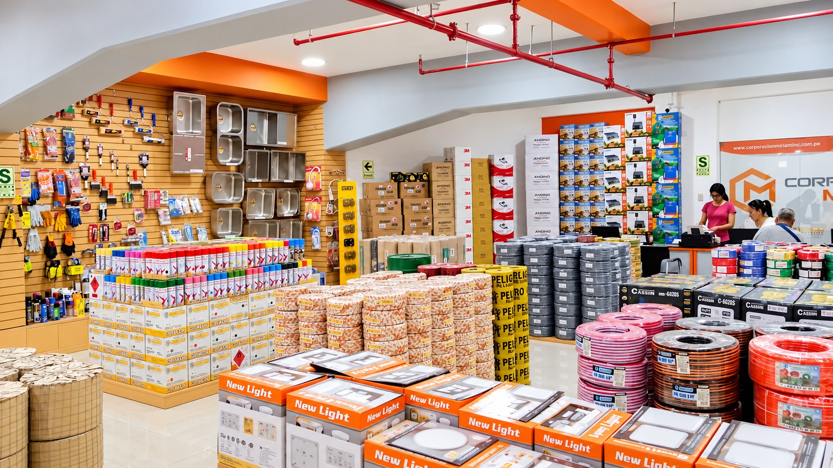 Interior de la tienda Corporación Miriam INC, fotografía mejorada digitalmente